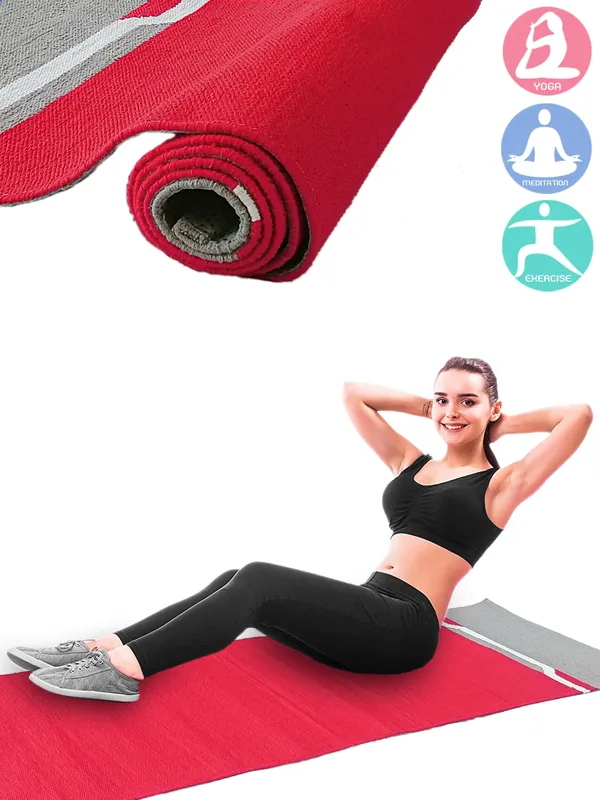Red_100%_Cotton_High_Density_Anti-Skid_Yoga_Mat
