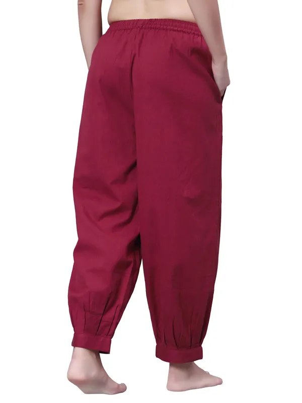 Maroon_Pure_Cotton_Regular_Yoga_Pant_For_Women