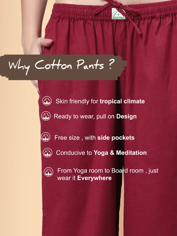 Maroon_Pure_Cotton_Regular_Yoga_Pant_For_Women