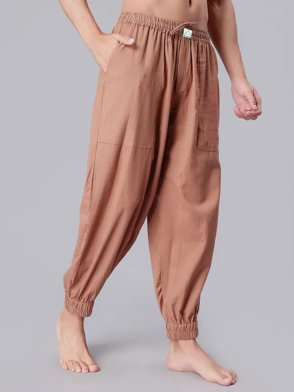 Brown_Pure_Cotton_Regular_Yoga_Pant_For_Mens