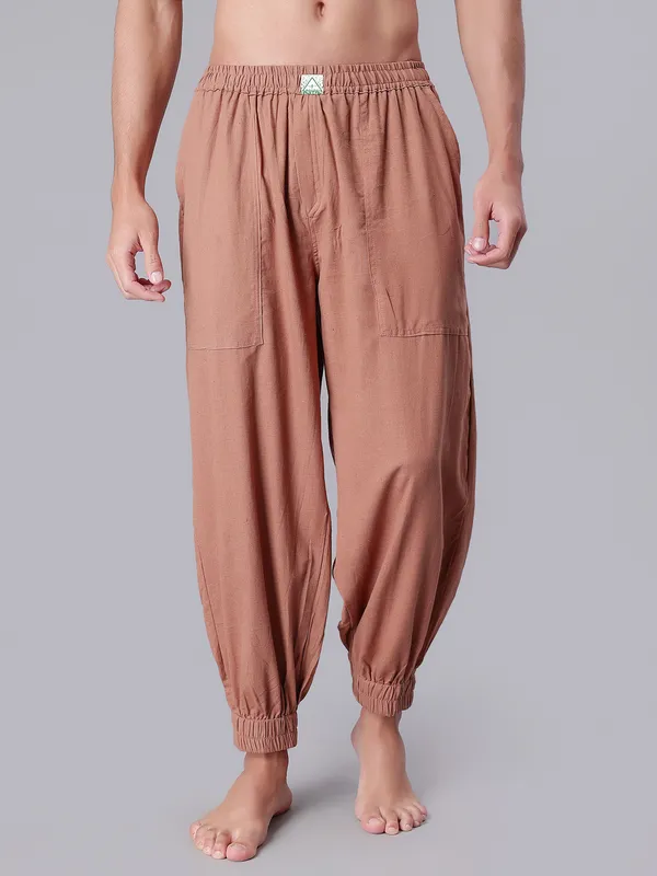 Brown_Pure_Cotton_Regular_Yoga_Pant_For_Mens
