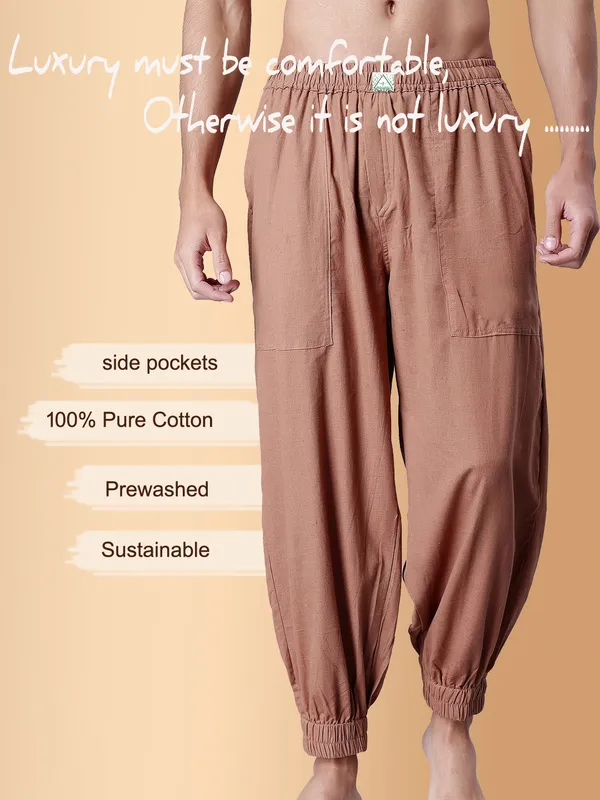Brown_Pure_Cotton_Regular_Yoga_Pant_For_Mens