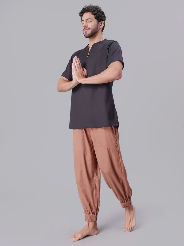 Brown_Pure_Cotton_Regular_Yoga_Pant_For_Mens