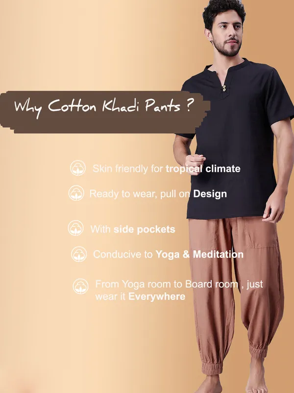 Brown_Pure_Cotton_Regular_Yoga_Pant_For_Mens