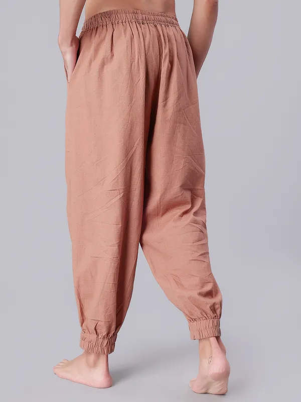 Brown_Pure_Cotton_Regular_Yoga_Pant_For_Mens