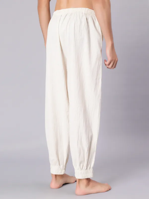 Off_White_Pure_Cotton_Regular_Yoga_Pant_For_Mens