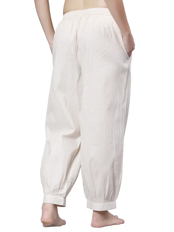 Off_White_Pure_Cotton_Regular_Yoga_Pant_For_Women