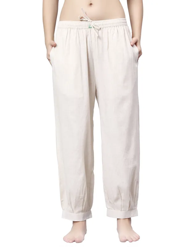 Off_White_Pure_Cotton_Regular_Yoga_Pant_For_Women