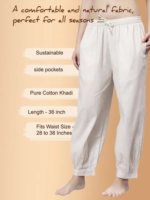 Off_White_Pure_Cotton_Regular_Yoga_Pant_For_Women