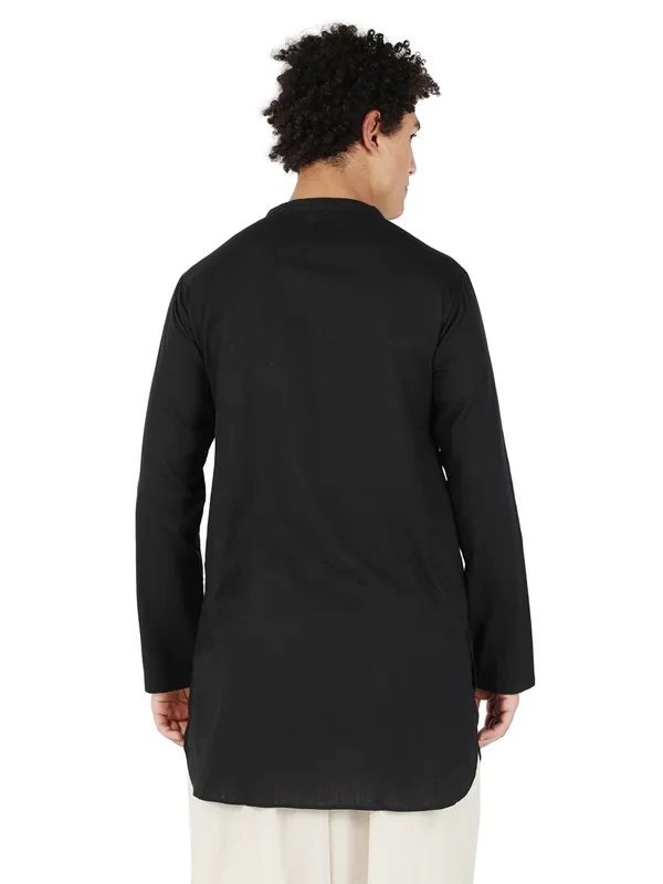 Black_Pure_Cotton_Regular_Kurta_For_Mens