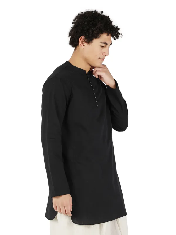 Black_Pure_Cotton_Regular_Kurta_For_Mens