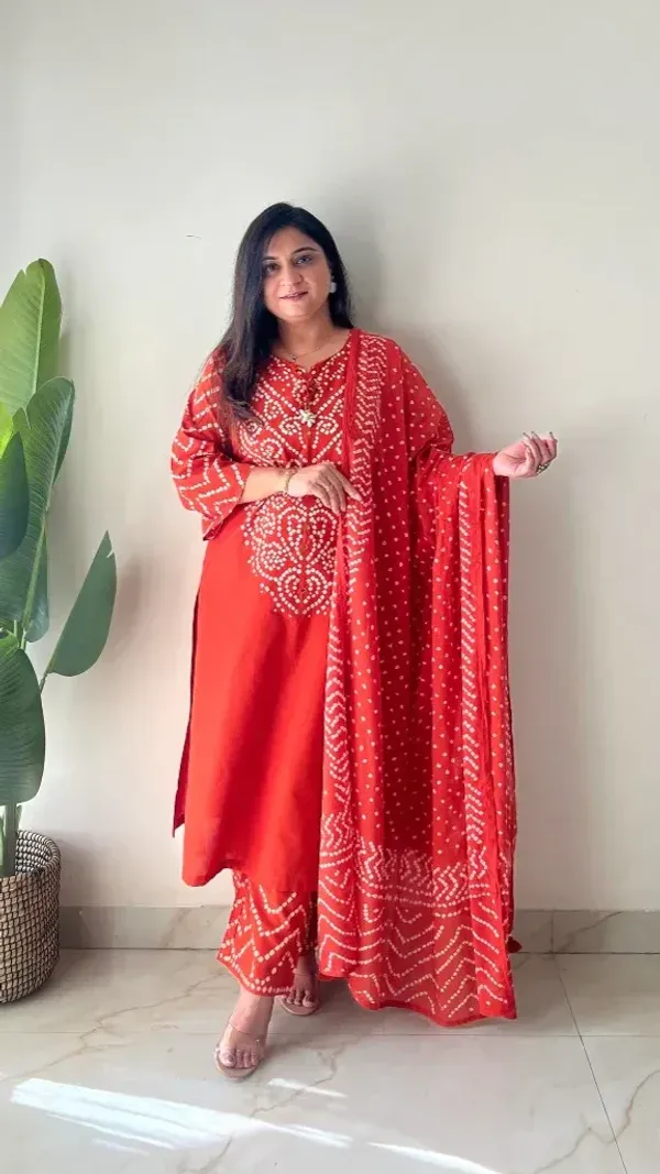 Rust_Orange_Bandhani_Printed_Kurta_Set_with_Palazzo