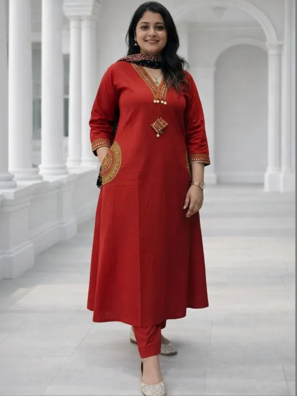 Women_Ethnic_Motifs_Embroidered_Regular_Thread_Work_Kurta_with_Trousers_&_With_Dupatta