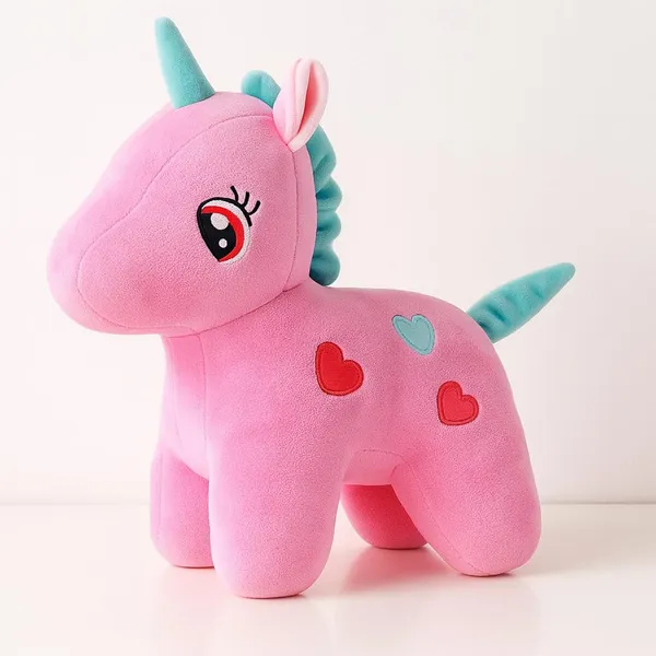 Pink_&_Mint_Heart_Pattern_Plush_Unicorn_Stuffed_Animal_Soft_Baby_Toy_(30_Cm)