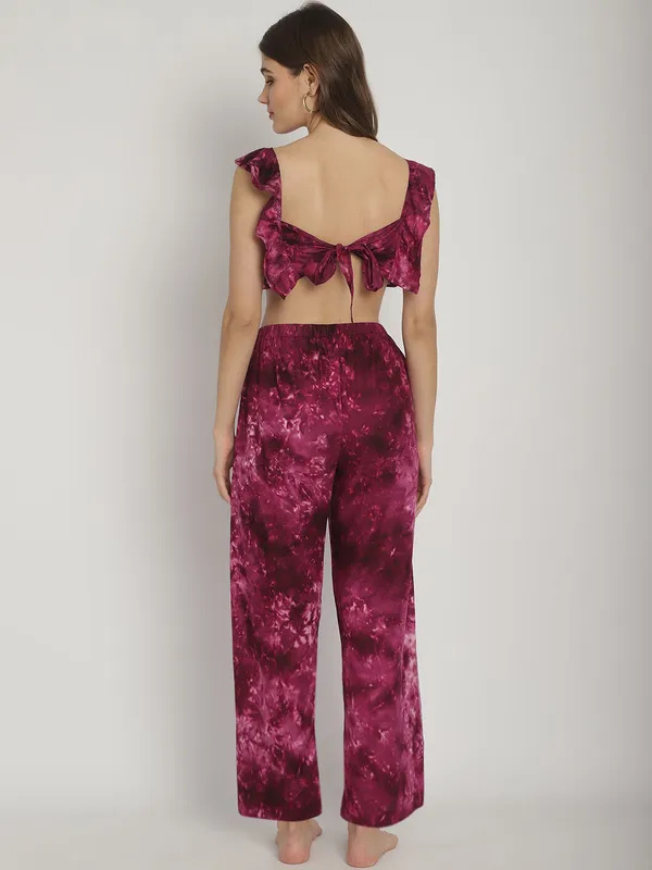 Wine_Tie_&_Dye_Printed_Frill_Top_&_Pants