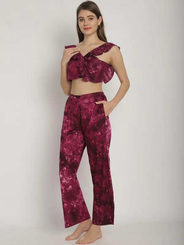 Wine_Tie_&_Dye_Printed_Frill_Top_&_Pants