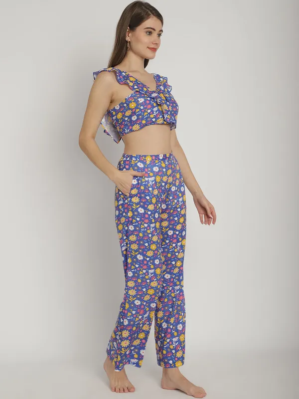 Blue_Floral_Printed_Frill_Top_&_Pants_Set