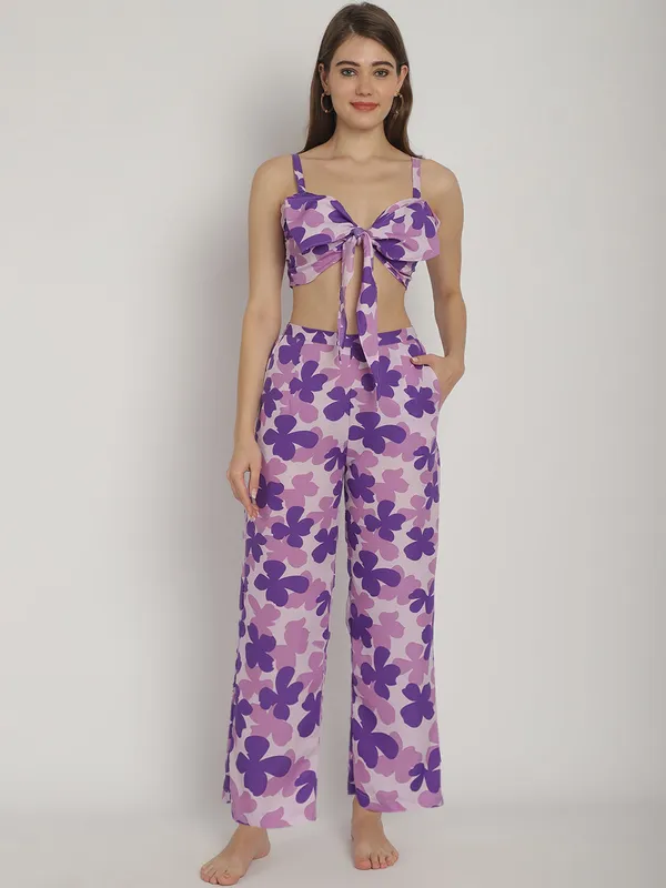 Purple_Floral_Top_&_Pants_Set_For_Women
