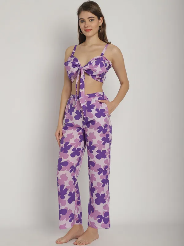 Purple_Floral_Top_&_Pants_Set_For_Women