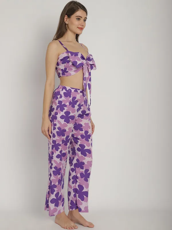 Purple_Floral_Top_&_Pants_Set_For_Women