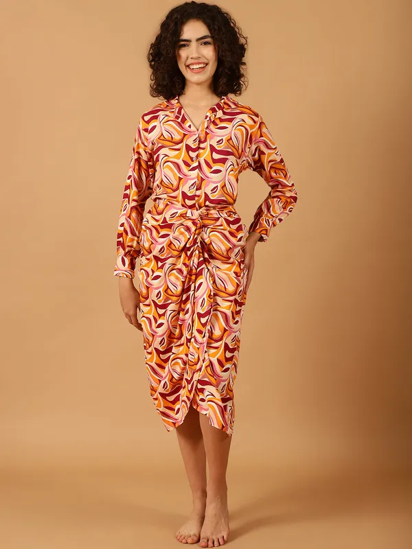 Peach_Abstract_Printed_Vacation_Wear_Set