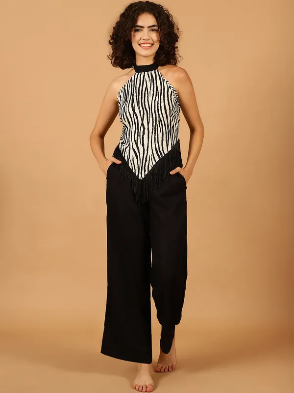 Zebra_Printed_&_Black_Solid_Co-Ord_Set_With_Fringes_for_Women
