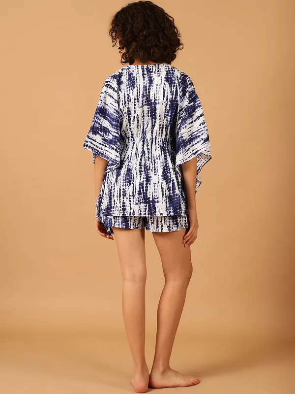 Blue_Tie_&_Dye_Printed_Kaftan__With_Shorts_Set_for_Women
