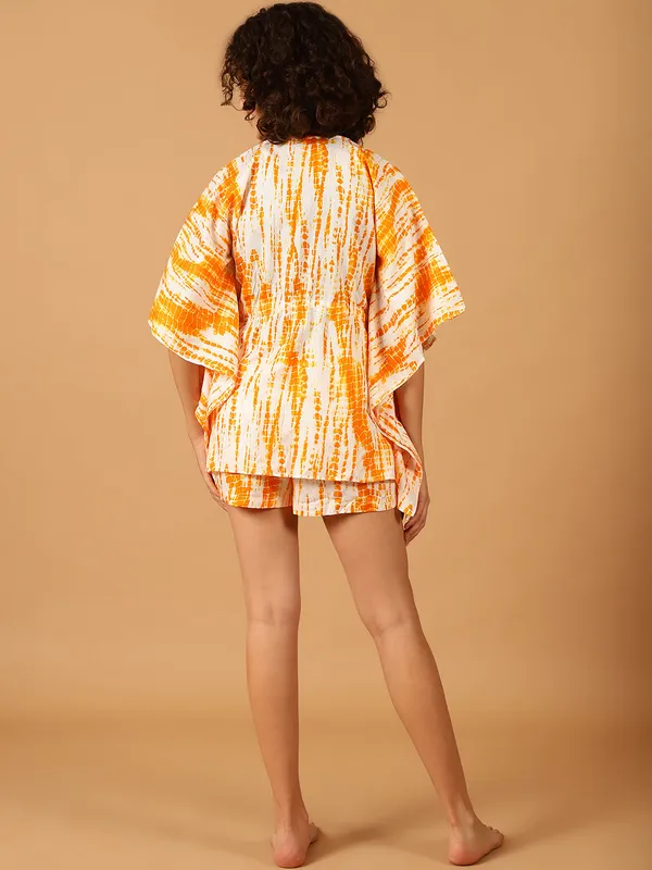 Yellow_Tie_&_Dye_Printed_Kaftan__With_Shorts_Set_for_Women
