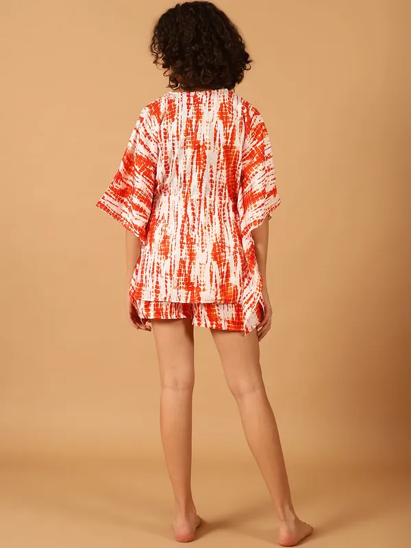 Orange_Tie_&_Dye_Printed_Kaftan__With_Shorts_Set_for_Women