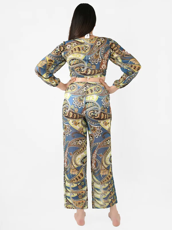 Blue_Paisley_Printed_Cover-Up_Co-Ord_Set_For_Women