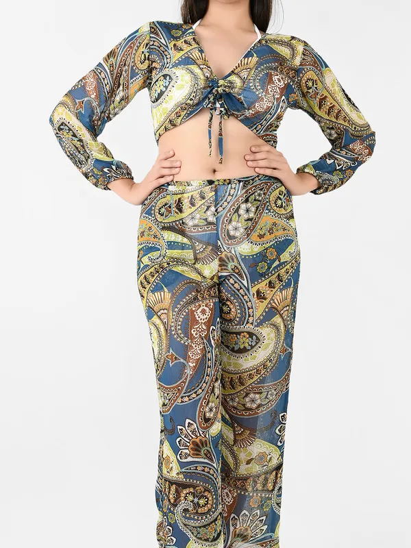 Blue_Paisley_Printed_Cover-Up_Co-Ord_Set_For_Women