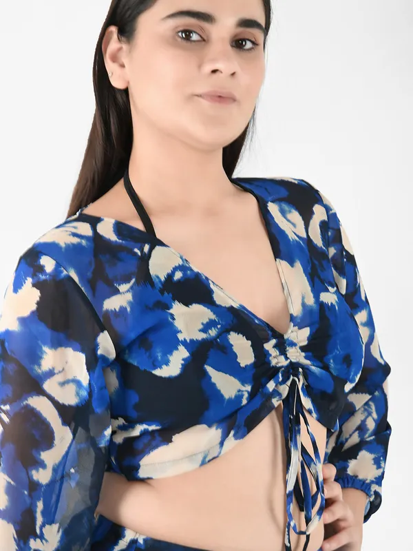 Blue_Abstract_Printed_Cover-Up_Co-Ord_Set_For_Women