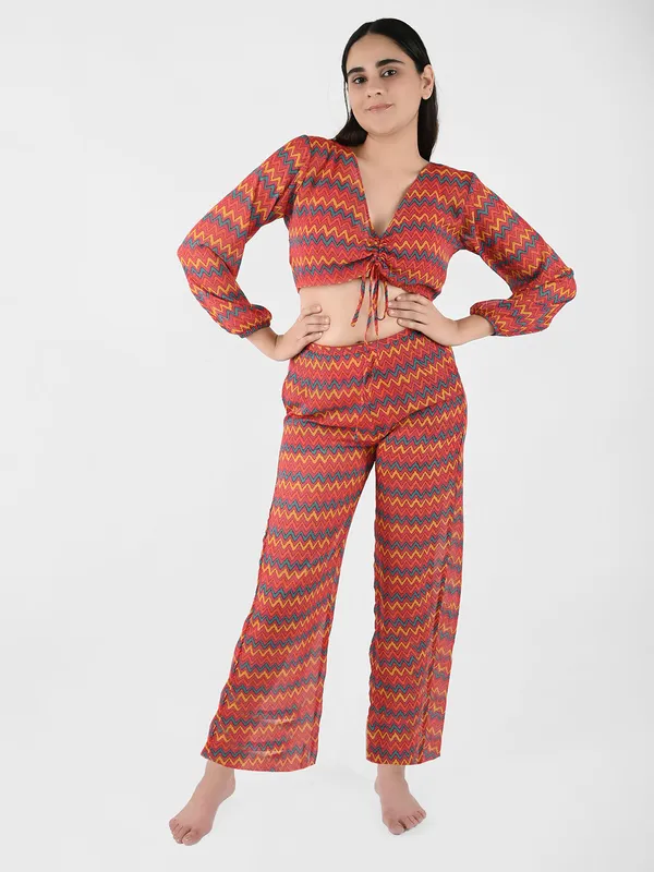 Red_Zig-Zag_Printed_Cover-Up_Co-Ord_Set_For_Women