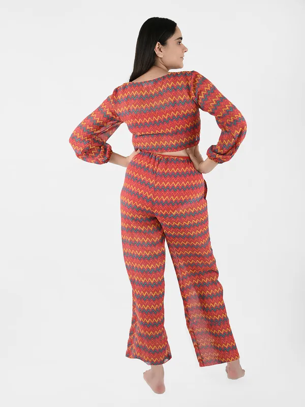 Red_Zig-Zag_Printed_Cover-Up_Co-Ord_Set_For_Women