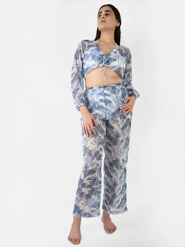 Blue_Leaf_Printed_Cover-Up_Co-Ord_Set_For_Women