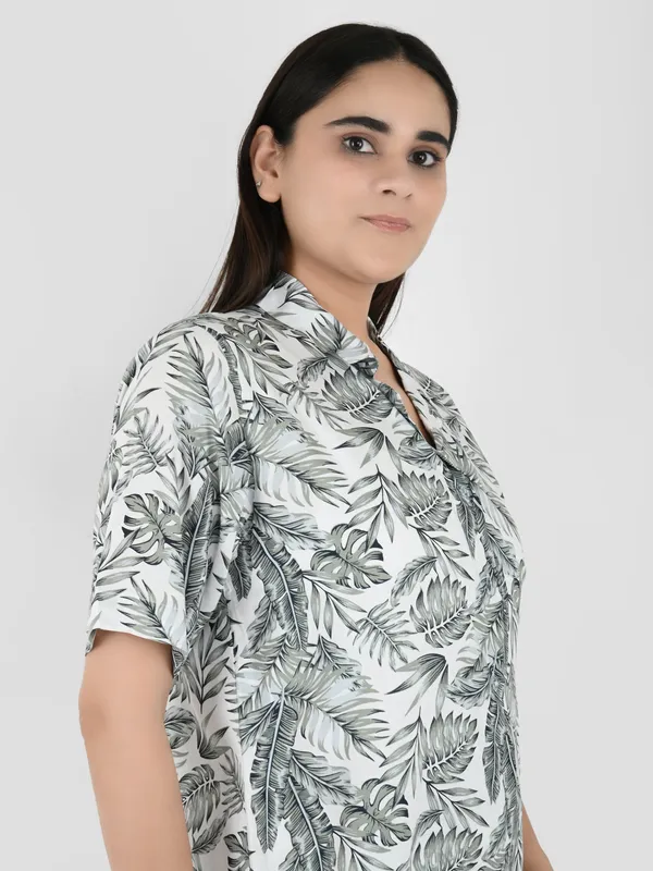 Grey_Leaf_Printed_Cover_Up_Co-Ord_Set__For_Women