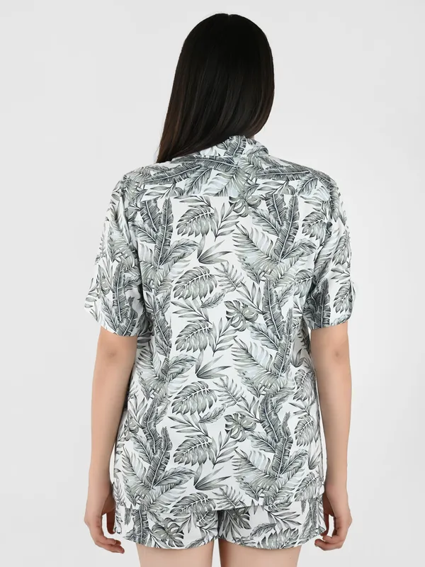 Grey_Leaf_Printed_Cover_Up_Co-Ord_Set__For_Women