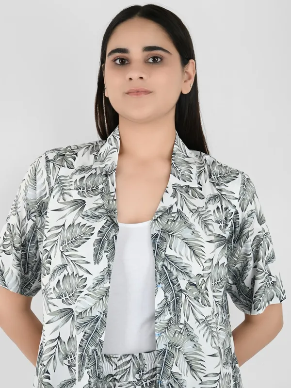 Grey_Leaf_Printed_Cover_Up_Co-Ord_Set__For_Women