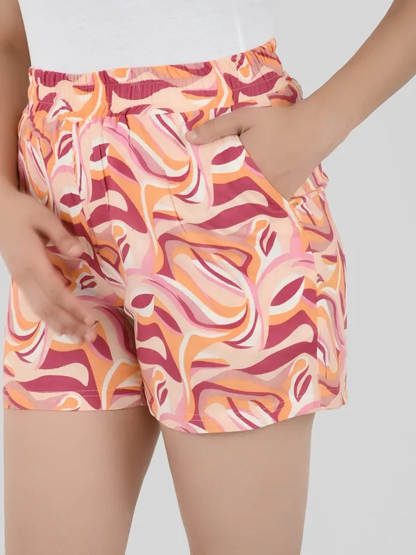 Peach_Abstract_Printed_Cover_Up_Co-Ord_Set_For_Women