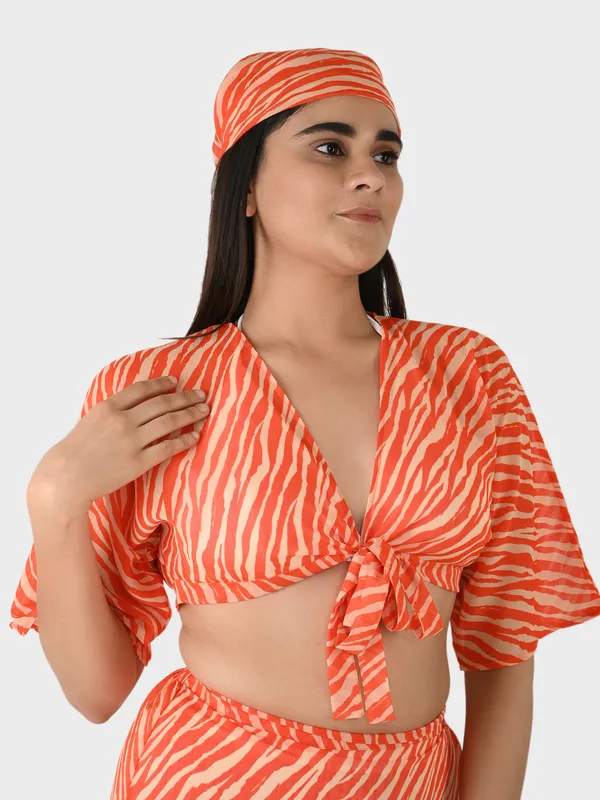 Orange_Abstract_Printed_Cover-Up_Co-Ord_Set__For_Women