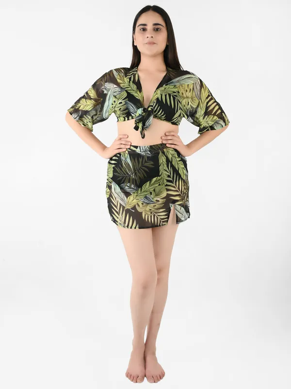 Black_Tropical_Printed_Cover-Up_Co-Ord_Set_For_Women