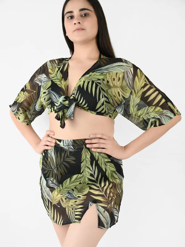 Black_Tropical_Printed_Cover-Up_Co-Ord_Set_For_Women