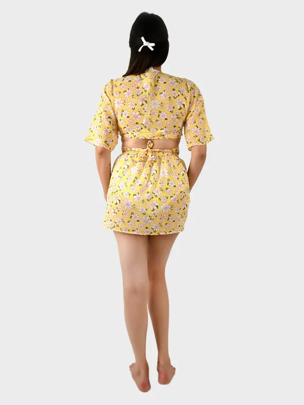 Yellow_Floral_Printed_Cover-Up_Co-Ord_Set__For_Women