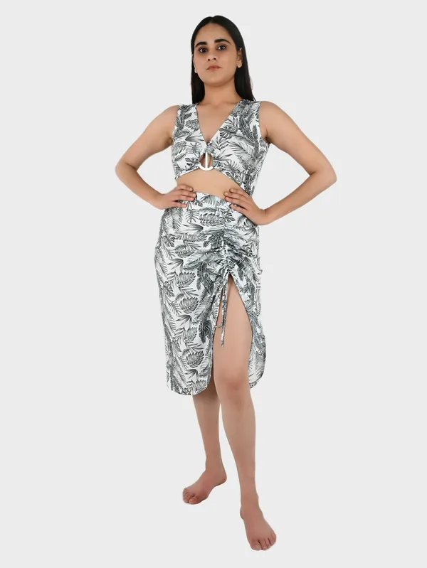 Grey_Tropical_Printed_Top_&_Front_Tie-Up_Skirt_Set_for_Women