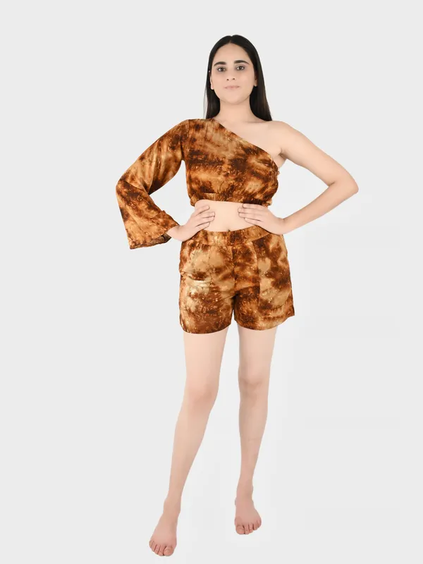 Brown_Tie_&_Dye_Top_With_Shorts_Set_For_Women