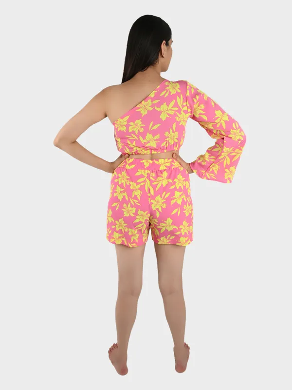 Pink_Floral_Top_With_Shorts_Set__For_Women
