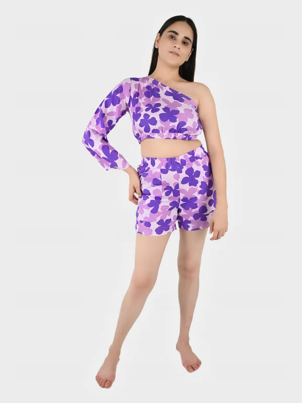 Purple_Floral_Top_With_Shorts__For_Women