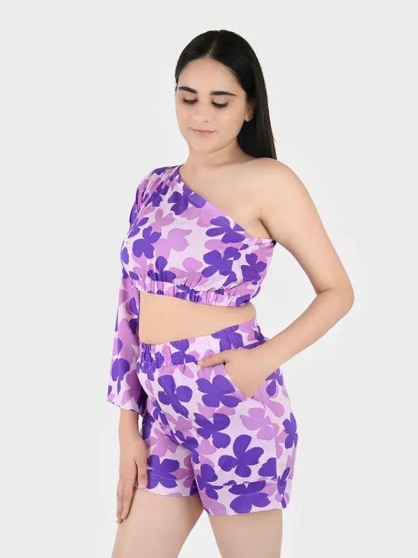 Purple_Floral_Top_With_Shorts__For_Women
