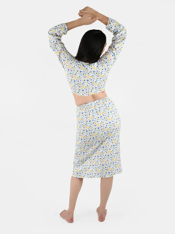 White_Floral_Printed_Top_&_Skirt__For_Women