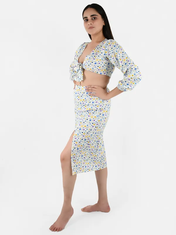 White_Floral_Printed_Top_&_Skirt__For_Women